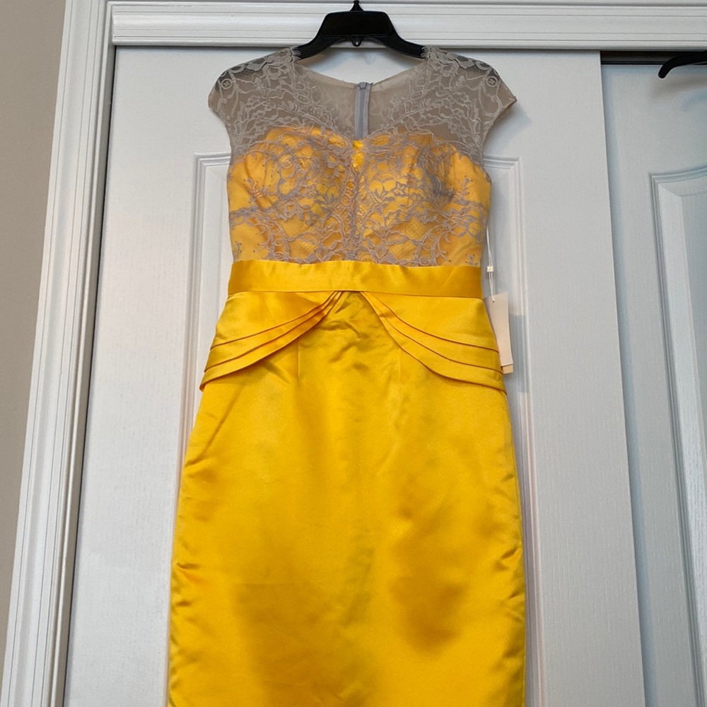 NEW formal yellow dress with lace bodice at top